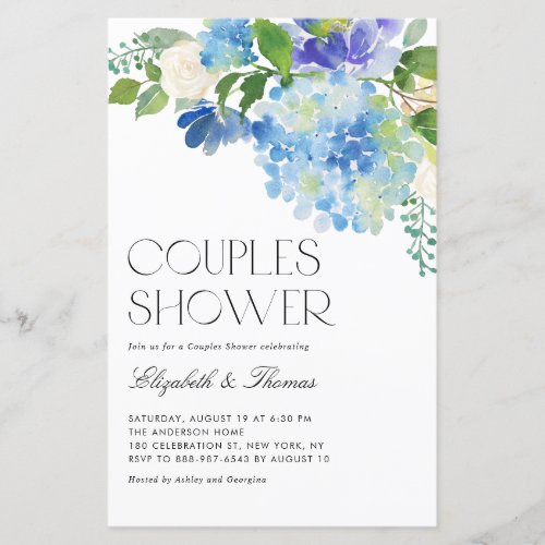 Watercolor Blue Hydrangea Couples Shower