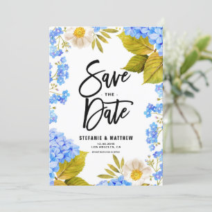 Watercolor Blue Hydrangea Floral Save The Date