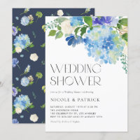 Watercolor Blue Hydrangea Floral Wedding Shower