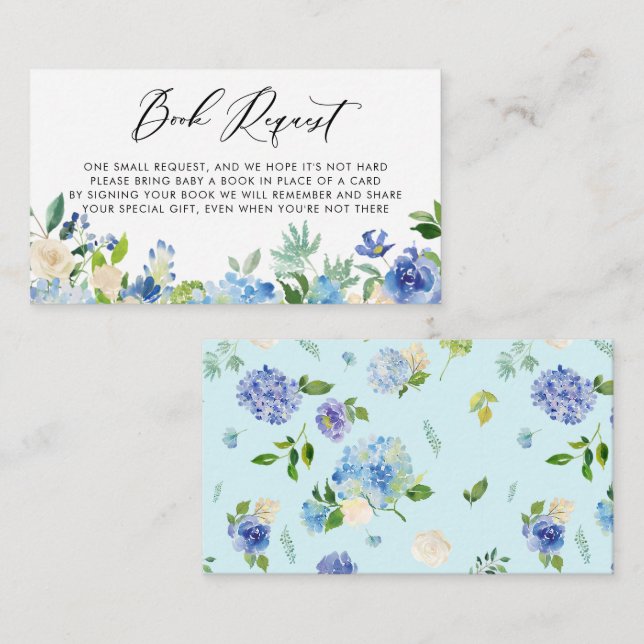 Watercolor Blue Hydrangea Flowers Book Request Enclosure Card (Front/Back)