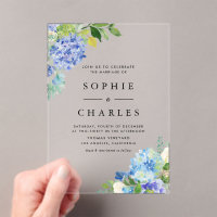 Watercolor Blue Hydrangea Flowers Bouquet Wedding