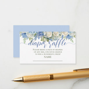 Watercolor Blue Hydrangea Flowers Diaper Raffle Enclosure Card