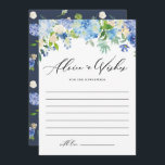 Watercolor Blue Hydrangea Flowers Garland Wedding Advice Card<br><div class="desc">Leave your advice and well wishes for newlyweds with this customizable wedding advice and wishes card. It features a watercolour floral garland of blue and ivory hydrangea flowers and roses. Personalize by adding your details. This floral wedding advice card is perfect for spring and winter weddings.</div>