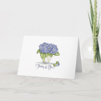 Watercolor Blue Hydrangea Flowers Thinking of You Card