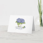 Watercolor Blue Hydrangea Flowers Thinking Of You Card at Zazzle