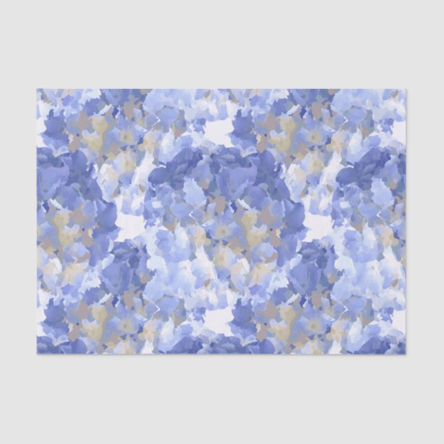 Watercolor Blue Hydrangea Flowers Tissue Paper (Front)