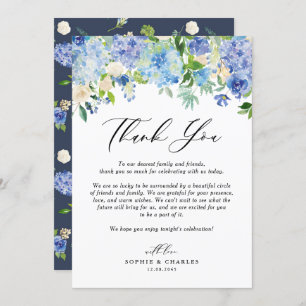 Watercolor Blue Hydrangea Garland Floral Wedding Thank You Card