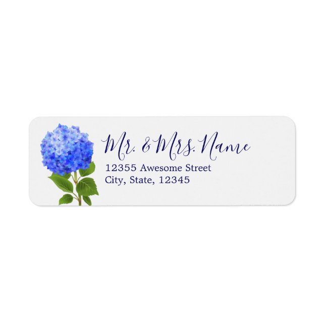 Watercolor Blue Hydrangea Label (Front)