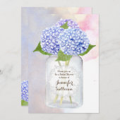 Watercolor Blue Hydrangea Mason Jar Bridal Shower Invitation (Front/Back)