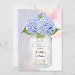 Watercolor Blue Hydrangea Mason Jar Bridal Shower Invitation at Zazzle