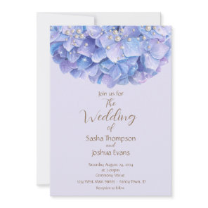 Watercolor Blue Hydrangea Pearl Invitation