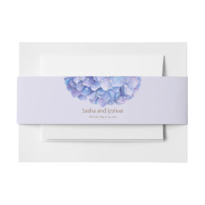 Watercolor Blue Hydrangea Pearl Invitation Belly Band