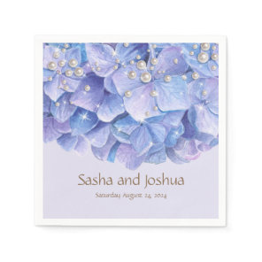 Watercolor Blue Hydrangea Pearl Napkins