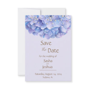 Watercolor Blue Hydrangea Pearl Save The Date