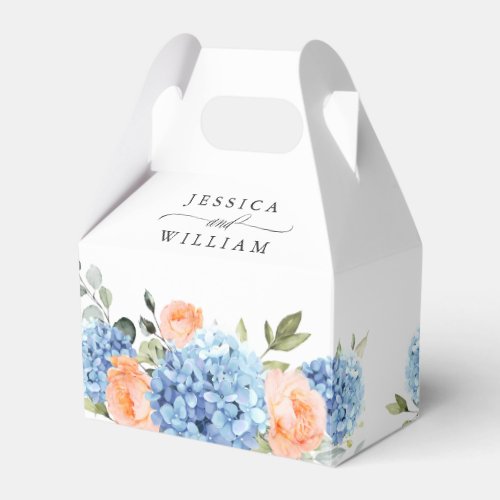 Watercolor Blue Hydrangea Pink Roses Gift Wedding Favor Boxes
