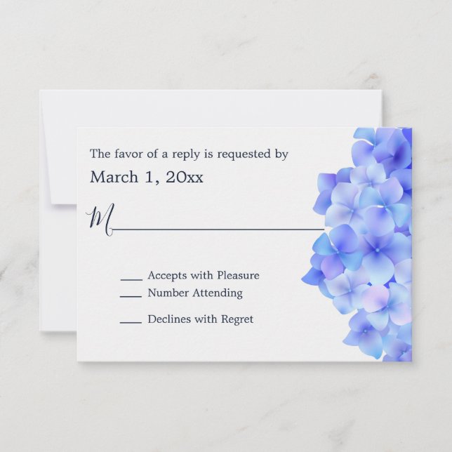 Watercolor Blue Hydrangea RSVP Card (Front)