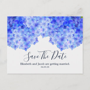 Watercolor Blue Hydrangea Save the Date Postcard