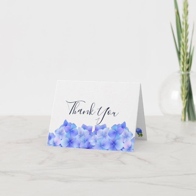 Watercolor Blue Hydrangea Thank You Card (Front)