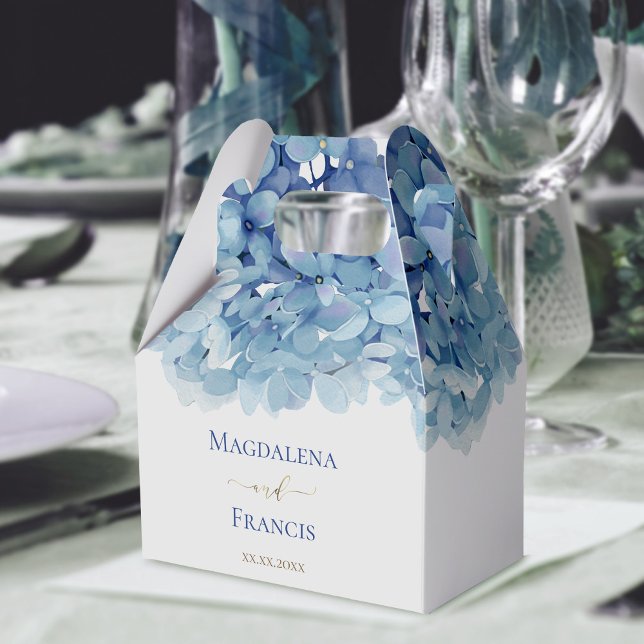 watercolor blue hydrangea wedding favor boxes (Creator Uploaded)