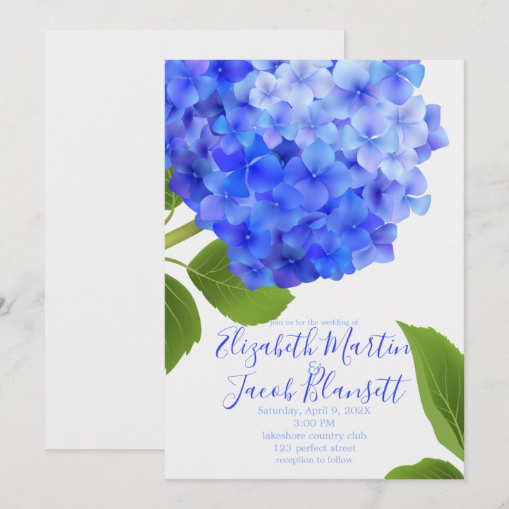 Watercolor Blue Hydrangea Wedding Invitation Zazzle