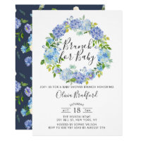 Watercolor Blue Hydrangeas Baby Shower Brunch Card