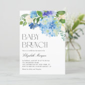 Watercolor Blue Hydrangeas Baby Shower Brunch Invitation (Standing Front)