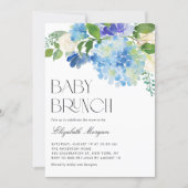 Watercolor Blue Hydrangeas Baby Shower Brunch Invitation (Front)