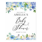 Watercolor Blue Hydrangeas Baby Shower Welcome