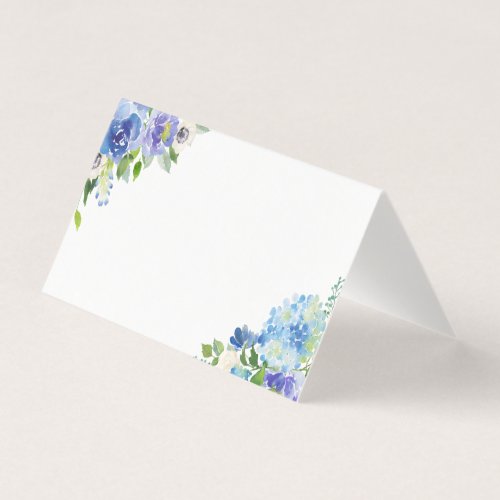 Watercolor Blue Hydrangeas Floral Place Cards