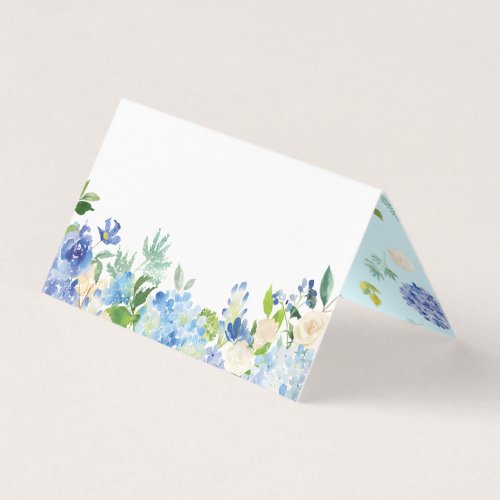 Watercolor Blue Hydrangeas Floral Place Cards II