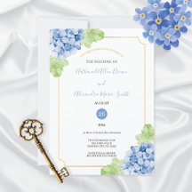 Watercolor Blue Hydrangeas Floral Wedding