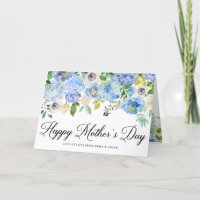 Watercolor Blue Hydrangeas Happy Mother's Day Card