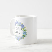 Watercolor Blue Hydrangeas Mother of the Bride Mug (Front Left)