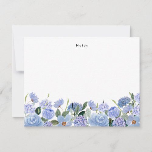 Watercolor Blue Hydrangeas Personalized Note Card