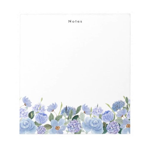 Watercolor Blue Hydrangeas Personalized Notepad