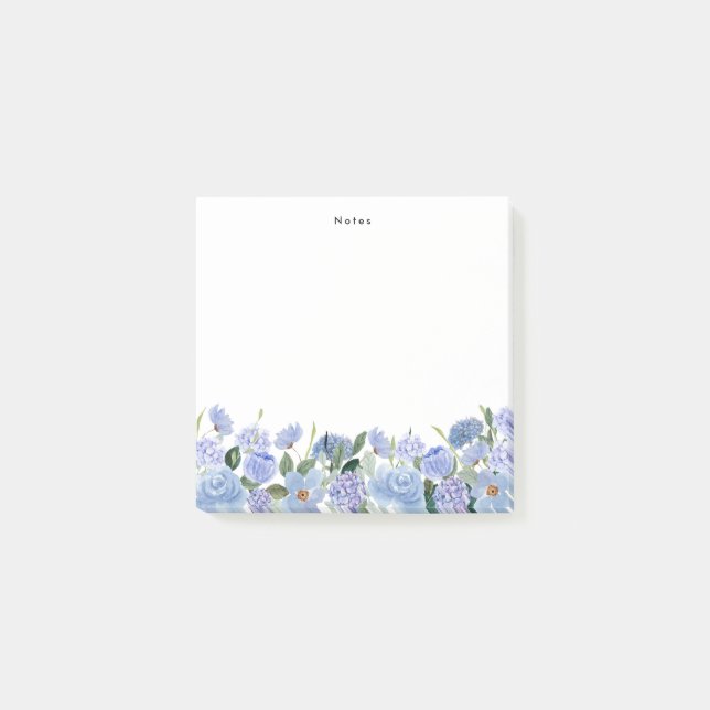Watercolor Blue Hydrangeas Personalized Notepad (Front)