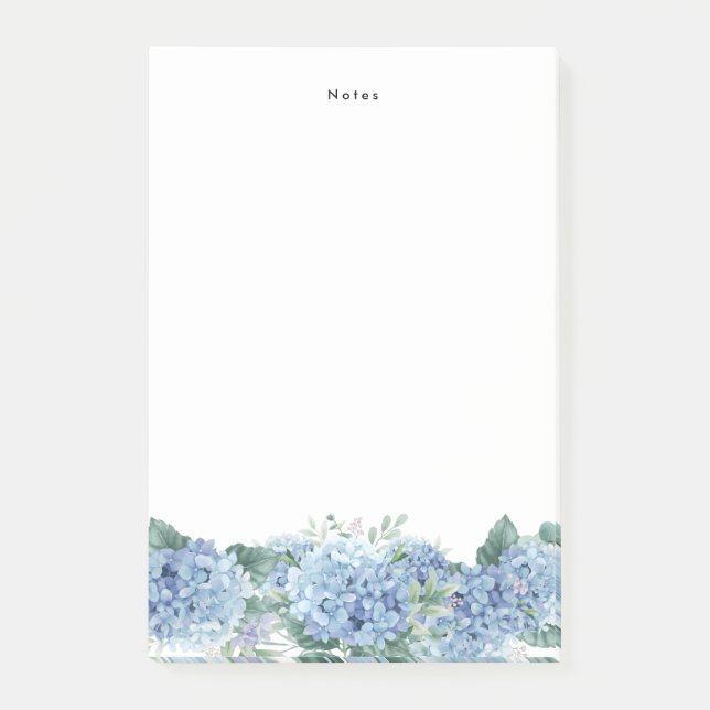 Watercolor Blue Hydrangeas Personalized Notepad (Front)