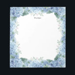 Watercolor Blue Hydrangeas Personalized Notepad<br><div class="desc">A floral,  whimsical and elegant notepad featuring blue and purple watercolor hydrangeas,  peonies,  anemones,  and foliage. This notepad will be a perfect feminine accent for your office.</div>