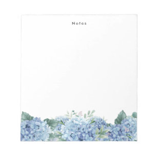 Watercolor Blue Hydrangeas Personalized Notepad