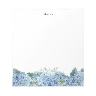 Watercolor Blue Hydrangeas Personalized Notepad