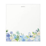 Watercolor Blue Hydrangeas Personalized Notepad at Zazzle