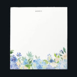 Watercolor Blue Hydrangeas Personalized Notepad<br><div class="desc">An elegant and whimsical notepad featuring blue and purple watercolor hydrangeas,  peonies,  anemones,  and foliage. This will be a perfect feminine accent for your office.</div>