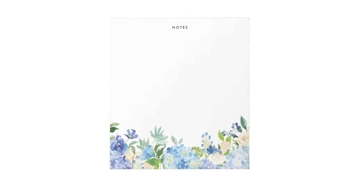 Watercolor Blue Hydrangeas Personalized Notepad | Zazzle