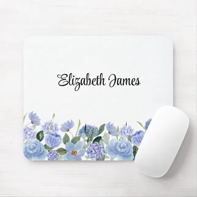Watercolor Blue Hydrangeas Personalized Notepad Mouse Pad | Zazzle