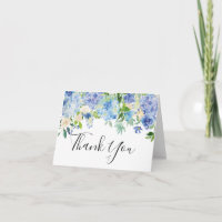 Watercolor Blue Hydrangeas Thank You Card