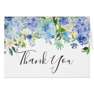 Watercolor Blue Hydrangeas Thank You Card