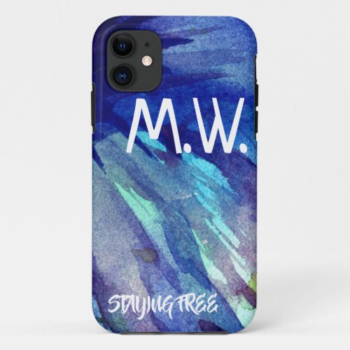 Watercolor Blue Initials  Moto iPhone 11 Case