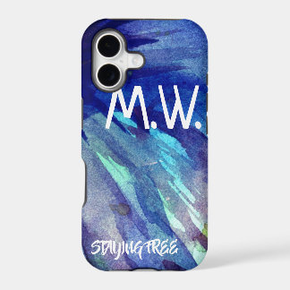 Watercolor Blue Initials & Moto iPhone 17 Case