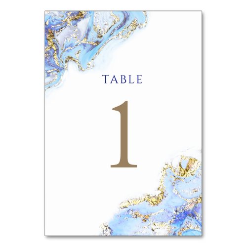 watercolor blue ink Table Number 1
