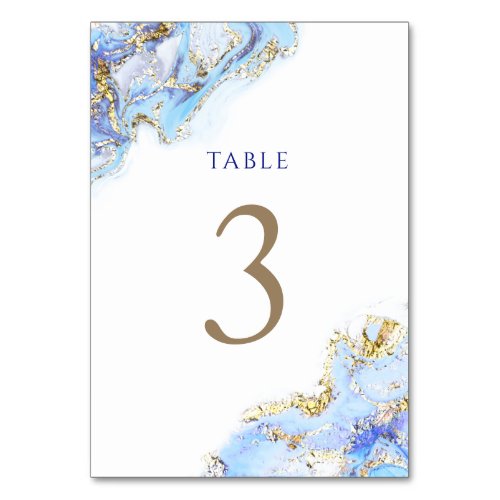 watercolor blue ink Table Number 3